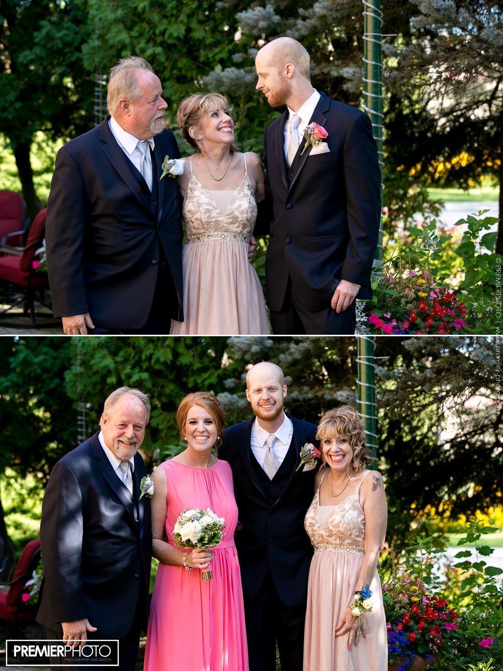 Portrait of groom and his family before ceremony at Hilton, Northbrook IL